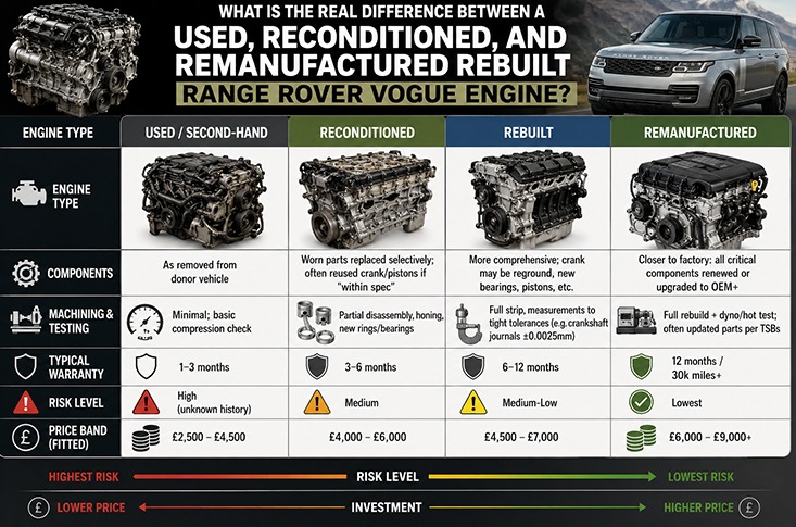 Rebuilt Range Rover Vogue engine